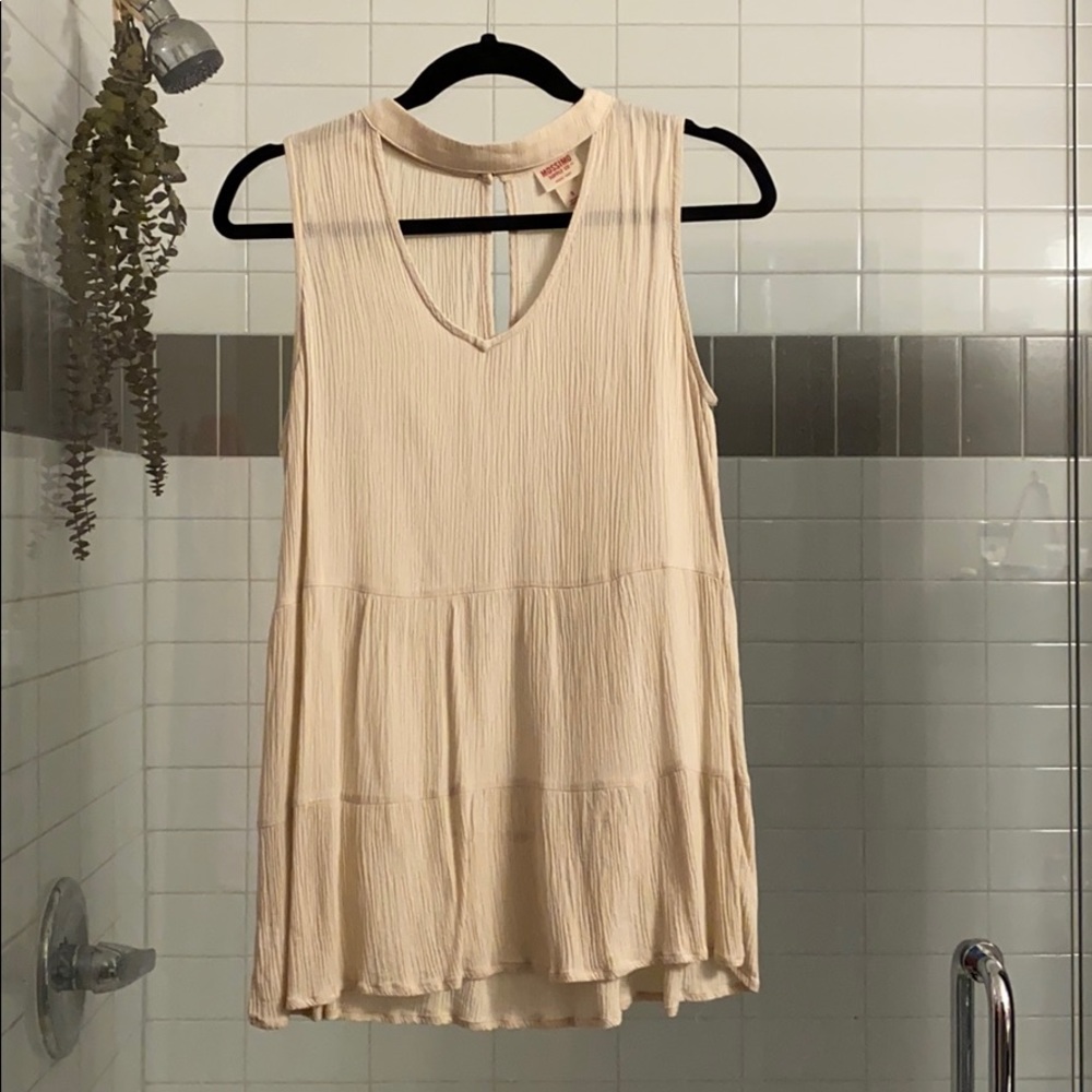 cut out choker neck cream tank